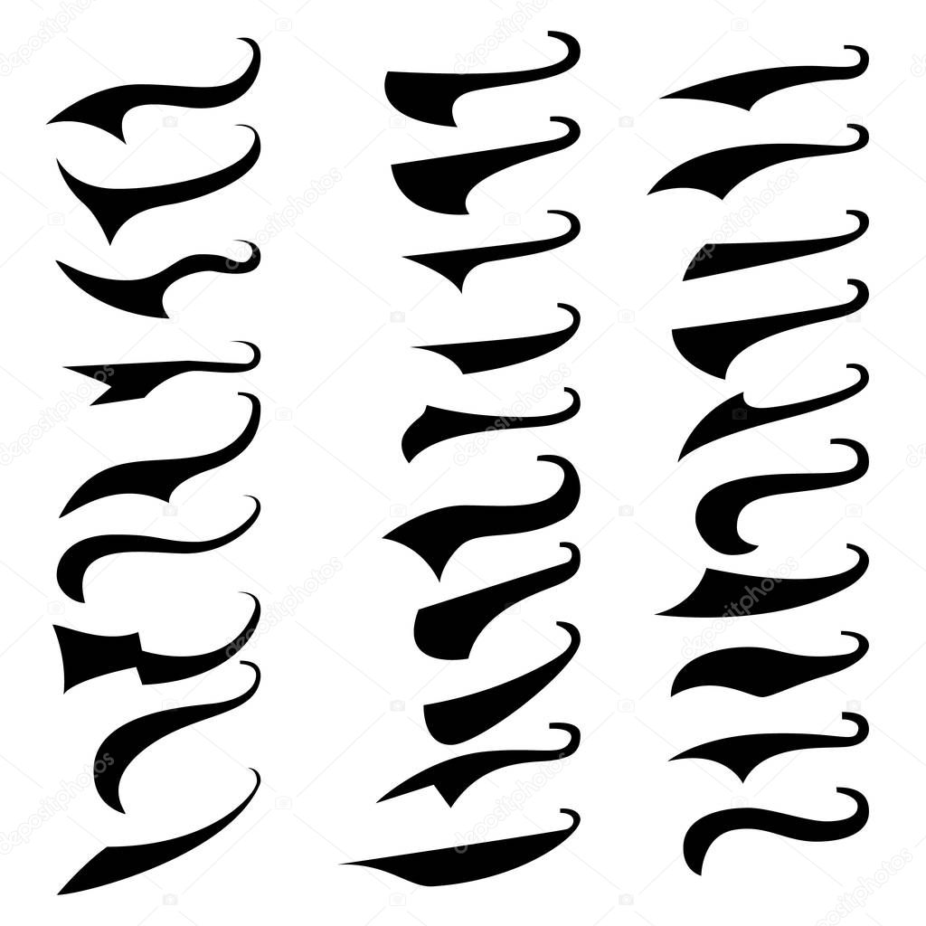 Set of retro typography text tails. element for poster,sign, t shirt. vector illustration