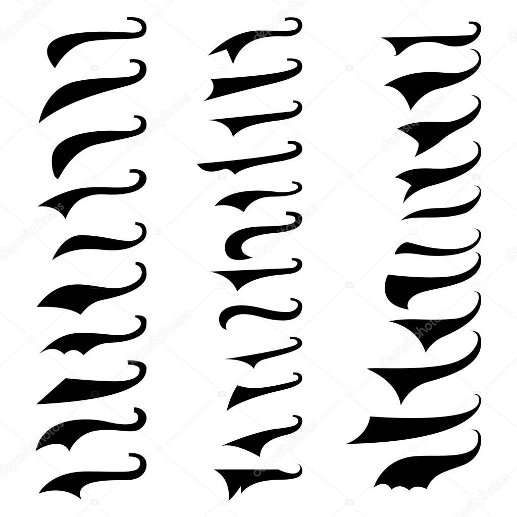 Set of retro typography text tails. element for poster,sign, t shirt. vector illustration