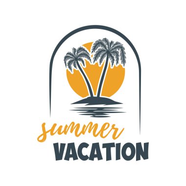 Avuç içi ile yaz amblemi. Tasarım öğesi logosu, etiket, işaret, t gömlek için. 