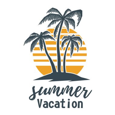 Avuç içi ile yaz amblemi. Tasarım öğesi logosu, etiket, işaret, t gömlek için. 