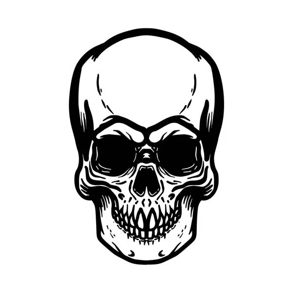 Handgezeichnete Menschliche Schädel Illustration Auf Weißem Hintergrund Gestaltungselement Für Logo — Stockvektor