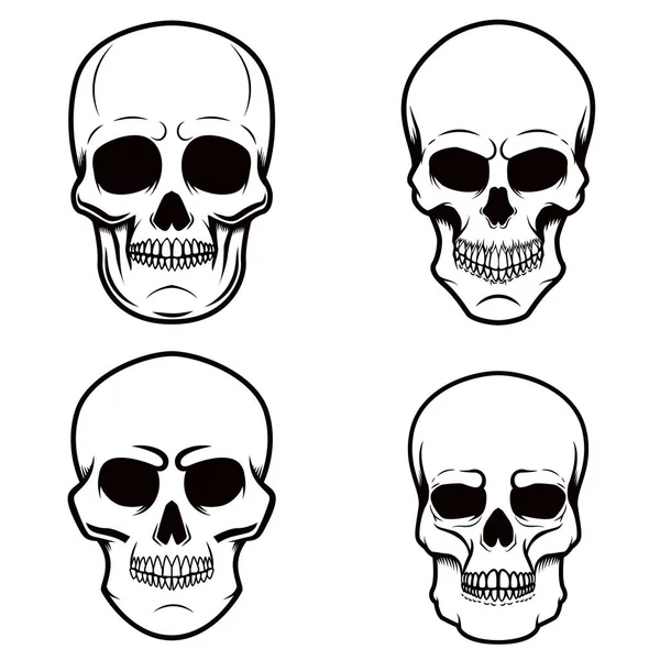 Conjunto Ilustraciones Cráneo Sobre Fondo Blanco Elemento Diseño Para Logotipo — Vector de stock