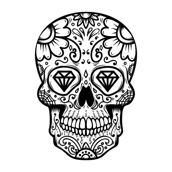 Sugar Skull Isolated White Background Day Dead Dia Los Muertos — Stock Vector