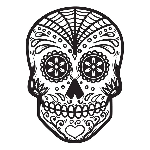Ilustrace Lebky Mexických Cukru Den Mrtvých Dia Los Muertos Designový — Stockový vektor