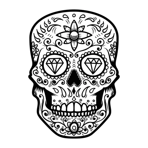 Ilustración Del Cráneo Azúcar Mexicano Día Los Muertos Día Los — Archivo Imágenes Vectoriales