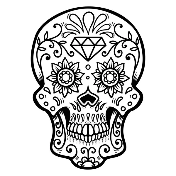 Sugar Skull Isolated White Background Day Dead Dia Los Muertos — Stock Vector