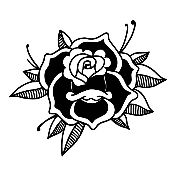 Illustration Rose Dans Style Tatouage Élément Design Pour Affiche Carte — Image vectorielle