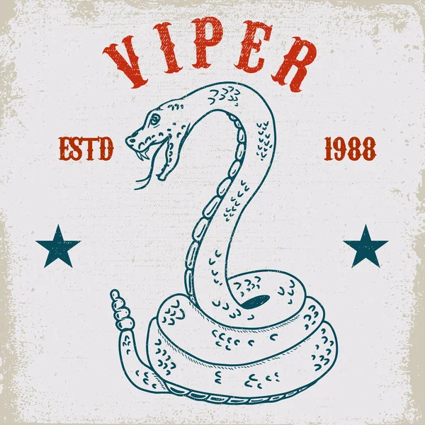 Vipera Serpente Illustrazione Sfondo Grunge Elemento Design Poster Card Shirt — Vettoriale Stock