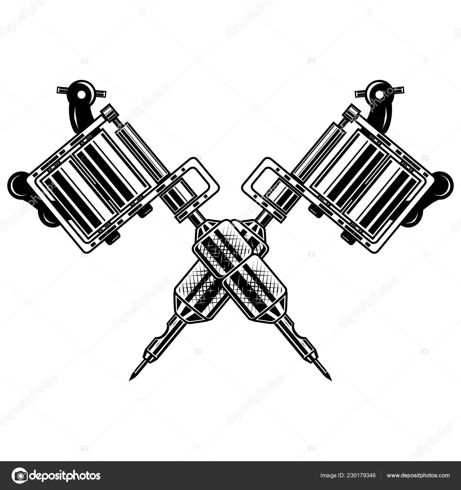 Máquinas Tatuagem Cruzadas Isoladas Fundo Branco Elemento Design Para  Cartaz Vetor de ©art-l@i.ua 230179346, image size:1600x1700