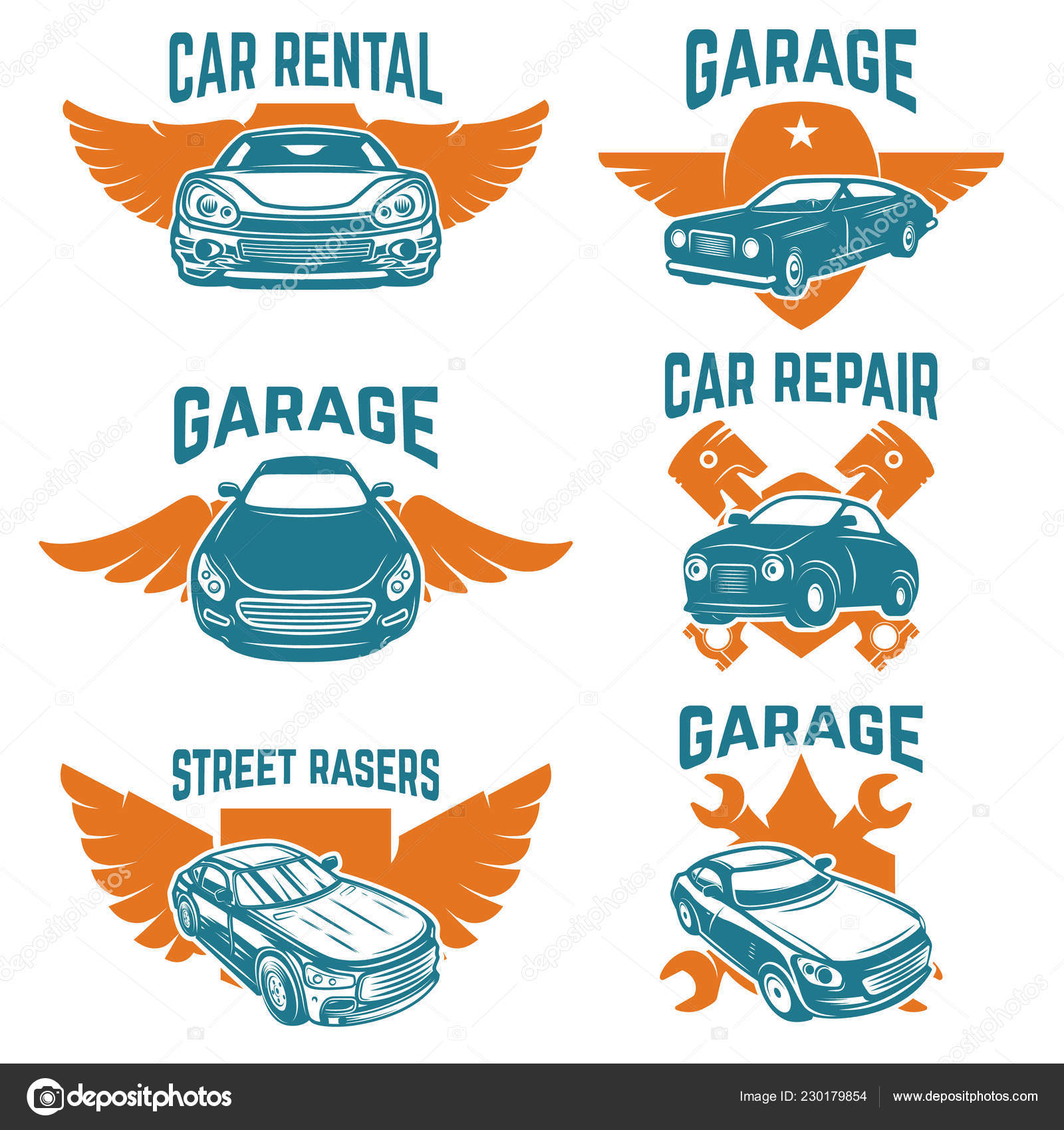 Car Repair Garage Auto Service Emblems Design Elements Logo Label