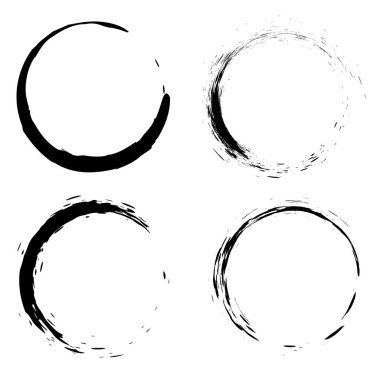 Bir daire şeklinde siyah fırça darbeleri kümesi. Öğe için poster, kart, işareti, banner tasarım.