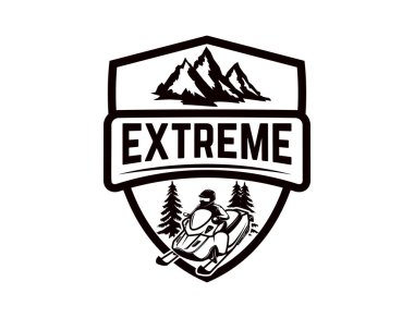 Offroad aşırı macera. Karmobil amblemi şablonu. Logo, amblem, etiket işareti için öğe tasarlayın. Vektör çizim