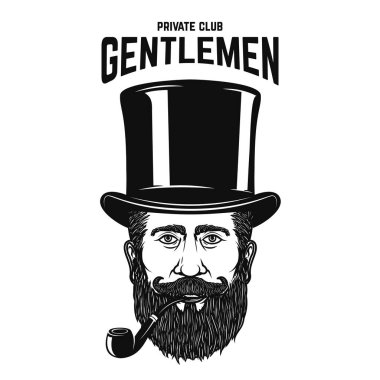 Özel beyler kulübü. Beyefendi retro şapkalı ve yasaktır boru ile. Vektör çizim