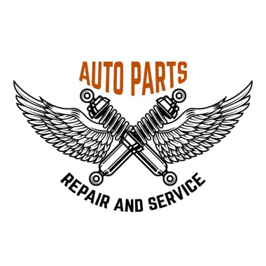 Oto servisi. Servis İstasyonu. Araba tamiri. Logo, amblem, etiket işareti için öğe tasarlayın. Vektör çizim