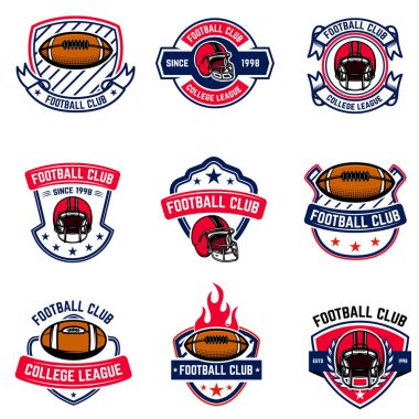 Amerikan futbolu Amblemler. Tasarım öğesi logosu, etiket, işaret için. Vektör görüntü