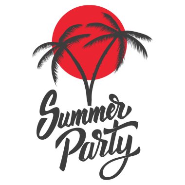 Yaz partisi. Avuç içi çizim ile yazı ifade. Poster, kart, t gömlek tasarım öğesi. Vektör çizim