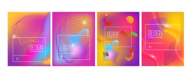 Soyut canlı degrade şekilleri ile afiş tasarım şablonları kümesi. Tasarım öğesi poster, kart, el ilanı, sunum, broşür, kapak için. Vektör görüntü
