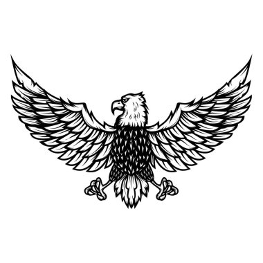 Kartal resimde beyaz arka plan üzerinde. Tasarım öğesi poster, kart, yazdırma, logo, etiket, amblem, işaret için. Vektör görüntü