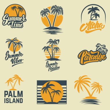 Avuç içi ile yaz Amblemler kümesi. Amblem, işaret, logo, etiket, rozet. Vektör görüntü