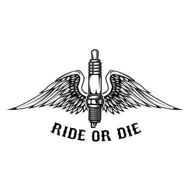 Binmek için tarihi. Beyaz arka plan üzerinde izole kanatlı Buji. Logo, amblem, etiket işareti için öğe tasarlayın. Vektör çizim