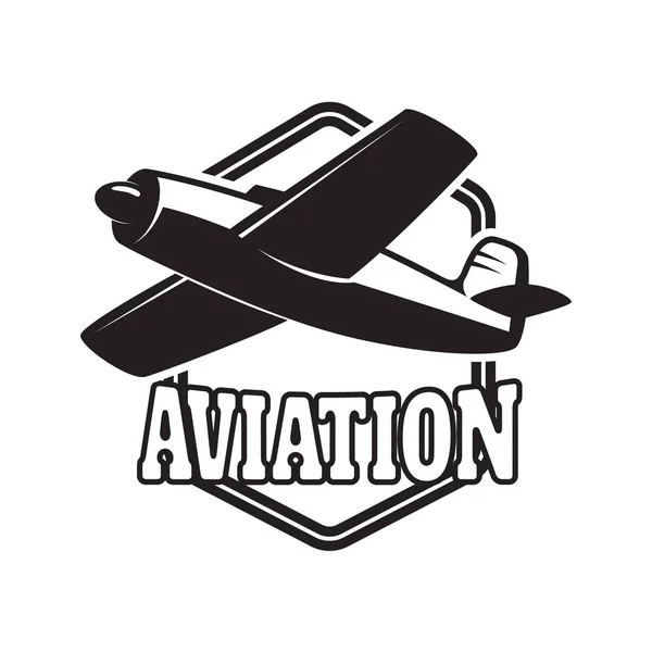 Modelo Emblema Centro Treinamento Aviação Com Avião Retro Elemento Design —  Vetores de Stock