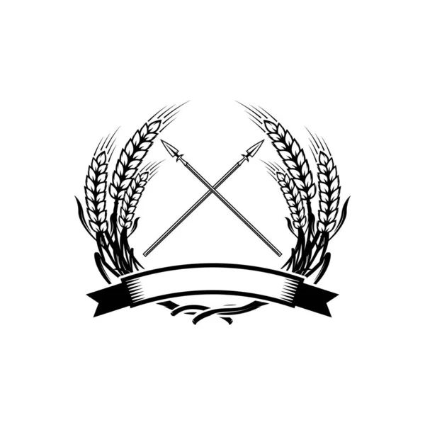 Modello Emblema Con Lance Incrociate Elemento Design Logo Etichetta Emblema — Vettoriale Stock