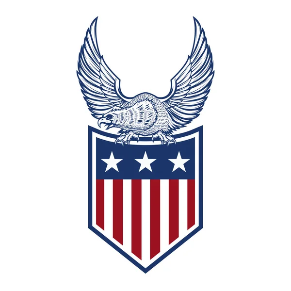 Adler Auf Amerikanischer Flagge Designelement Für Logo Etikett Emblem Schild — Stockvektor