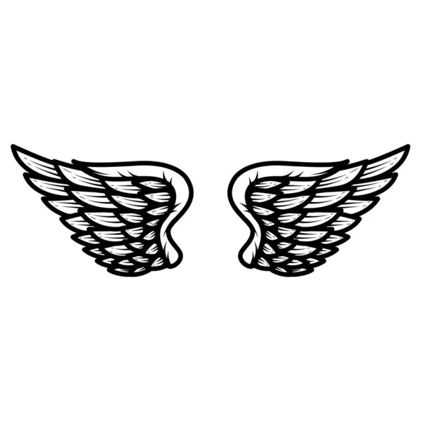 白い背景で隔離の翼 ラベル 記号の要素をデザインします ベクトル図 — ストックベクタ