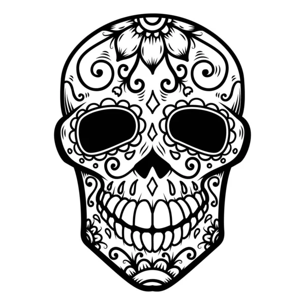 Ilustración Del Cráneo Azúcar Mexicano Día Los Muertos Día Los — Vector de stock