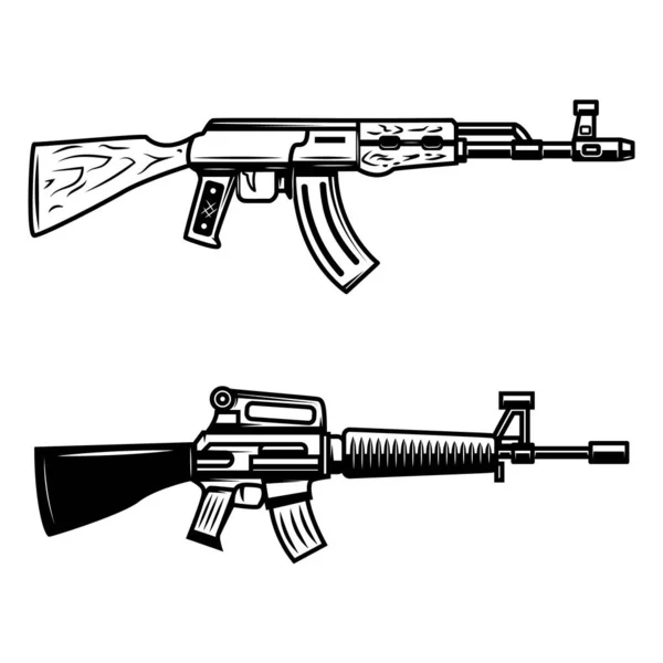 Kalashnikov Espingarda Automática M16 Elemento Design Para Emblema Sinal Cartaz — Vetor de Stock