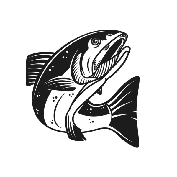 Lax Fisk Illustration Isolerade Vit Bakgrund Design Element För Logotyp — Stock vektor