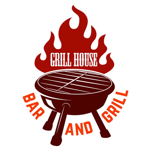 Parrilla Ilustración Bbq Con Fuego Elemento Diseño Para Logotipo Etiqueta — Archivo Imágenes Vectoriales