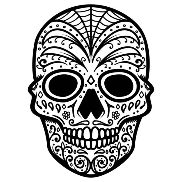 멕시코 두개골의 그림입니다 죽음의 날입니다 포스터 셔츠를 디자인 요소입니다 일러스트 — 스톡 벡터