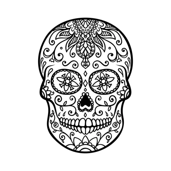 Cukor Koponya Elszigetelt Fehér Background Halottak Napja Dia Los Muertos — Stock Vector