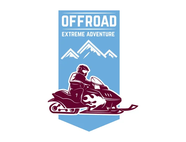 Aventure Extrême Hors Route Modèle Emblème Avec Motoneige Élément Design — Image vectorielle
