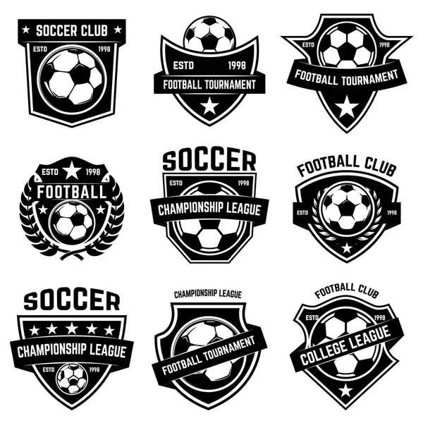 Juego Fútbol Emblemas Fútbol Elemento Diseño Para Logotipo Etiqueta Emblema — Vector de stock