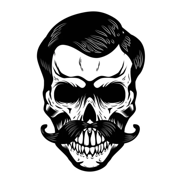 Cráneo Con Bigotes Elemento Diseño Para Póster Camiseta Tarjeta Ilustración — Vector de stock
