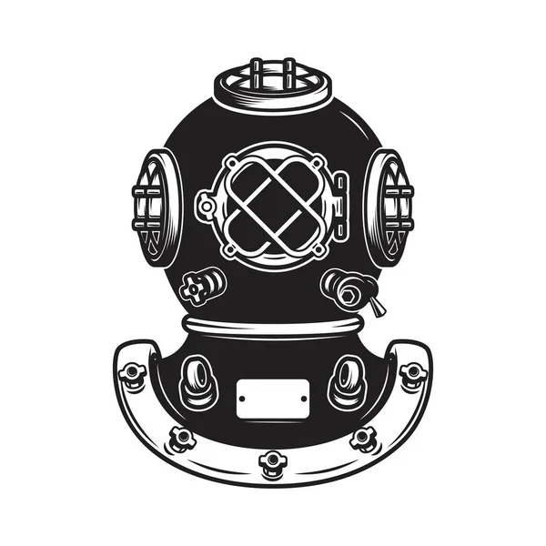Beyaz arka plan üzerinde izole retro tarzı dalgıç kask. Tasarım öğesi logosu, etiket, işaret, poster, menü için. Vektör çizim