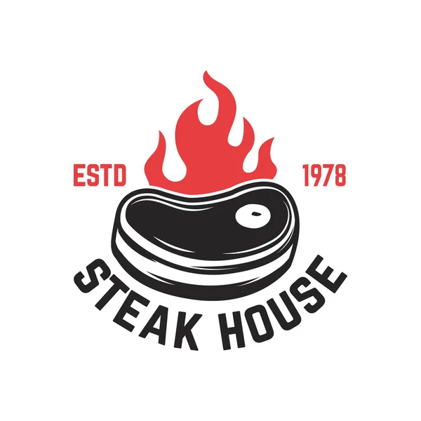 Steakhaus Geschnittenes Fleisch Und Gekreuzte Fleischspalter Designelement Für Logo Etikett — Stockvektor