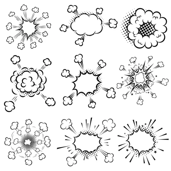 Conjunto Explosiones Burbujas Estilo Cómico Elemento Diseño Para Póster Tarjeta — Vector de stock