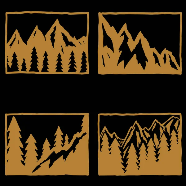 Conjunto Emblemas Senderismo Turismo Dibujados Mano Elemento Diseño Para Logo — Vector de stock