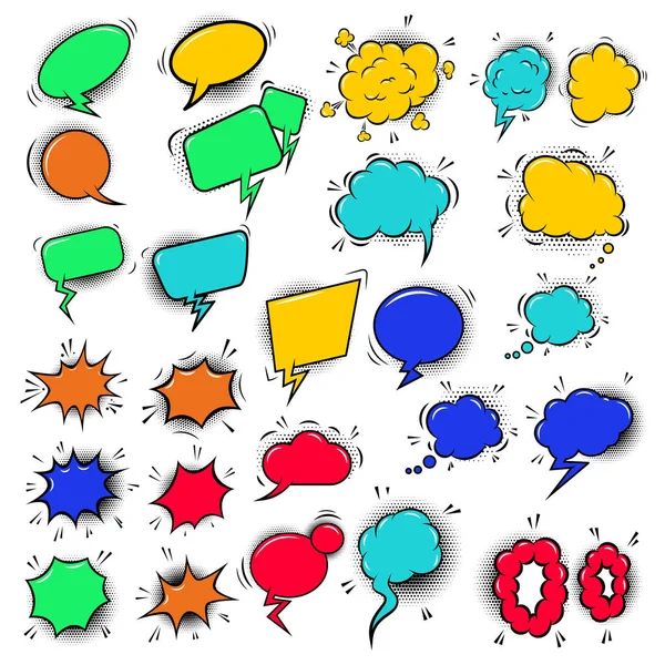 Set Empty Colorful Comic Style Speech Bubbles Design Element Poster — Stock Vector