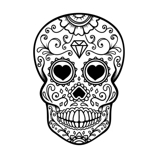 Cukr Lebky Izolovaných Bílém Pozadí Den Mrtvých Dia Los Muertos — Stockový vektor