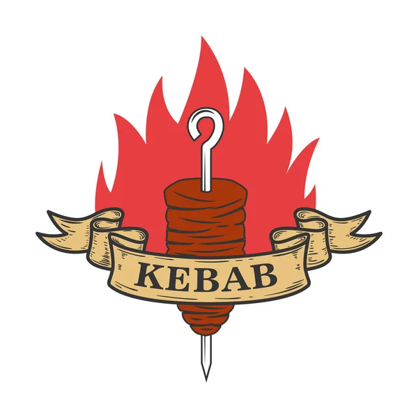 Kebab emblem template. Fast food. Design element for logo, label, emblem, sign. Vector illustration