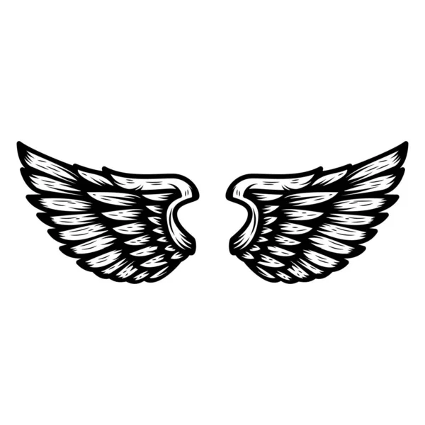 Φτερά Που Απομονώνονται Λευκό Φόντο Στοιχείο Για Λογότυπο Σήμα Έμβλημα — Διανυσματικό Αρχείο
