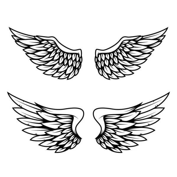 Set Wings Isolated White Background Design Element Logo Label Emblem — Stock Vector
