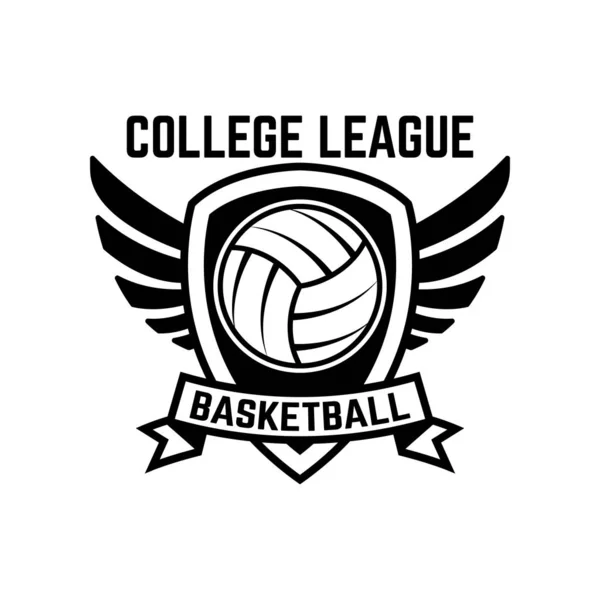 Emblemvorlage Mit Volleyball Isoliert Auf Weißem Hintergrund Designelement Für Logo — Stockvektor