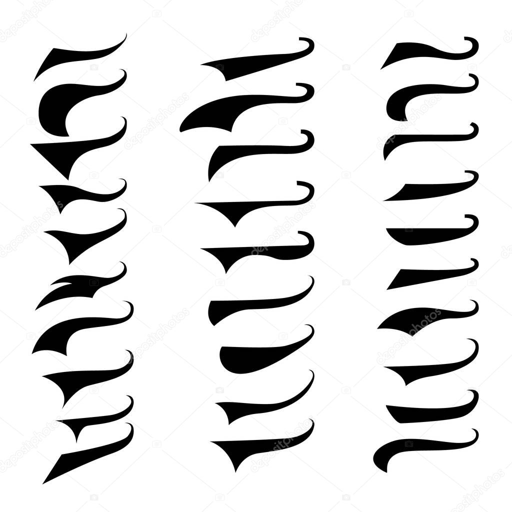 Set of retro typography text tails. element for poster,sign, t shirt. vector illustration