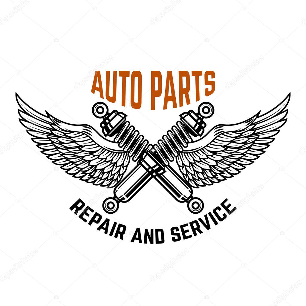 Auto service. Service station. Car repair. Design element for logo, label, emblem, sign. Vector illustration