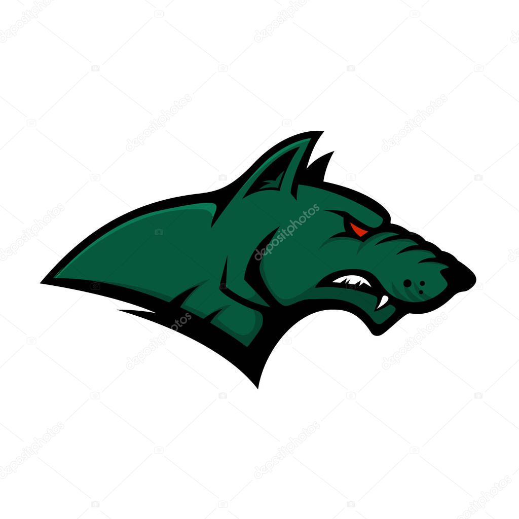Dog head sign. Design element for sport team logo, emblem, badge, mascot. Vector illustration